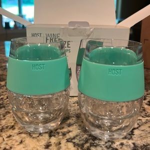 Host Teal Wine Cooling Glasses, New in box set of 2